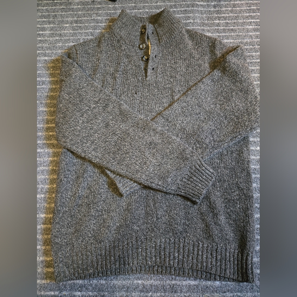 L.L. Bean Men's Charcoal Zip-Up Wool Sweater
